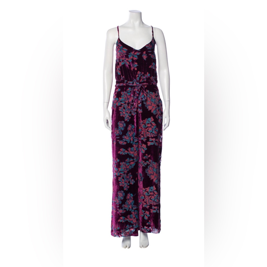 Saloni Velvet Loretta Floral Jumpsuit